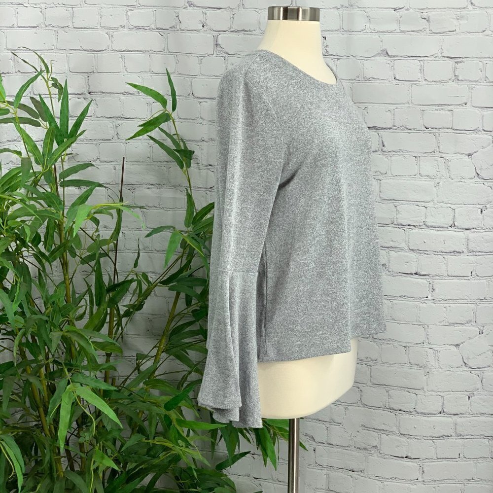 Bar III Light Heather Grey Bell Sleeve Sweater - Picture 3 of 9